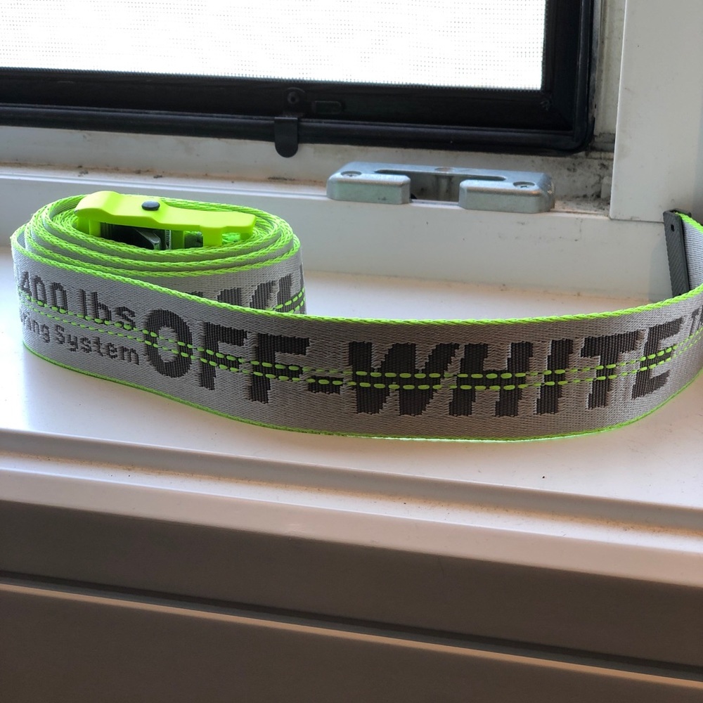 Off-white neon green and grey belt